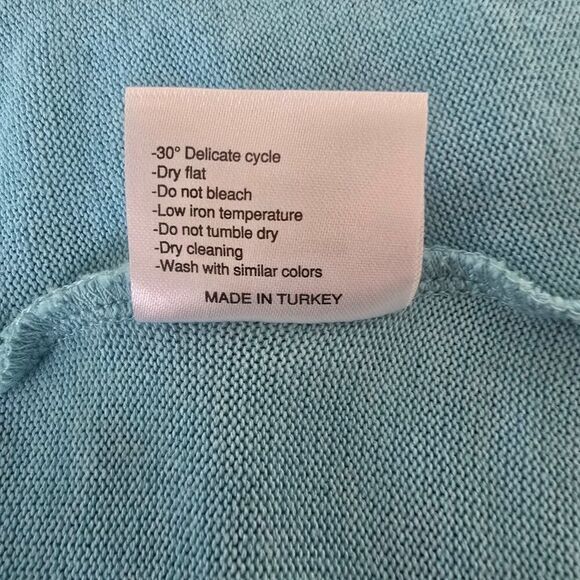 French Kyss Blue Hoodie Full Zip Size Large Soft Summer Knit - Picture 9 of 9